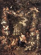 Jan Brueghel The Elder Heilige Familie in einem Blumen und Fruchtekranz china oil painting reproduction